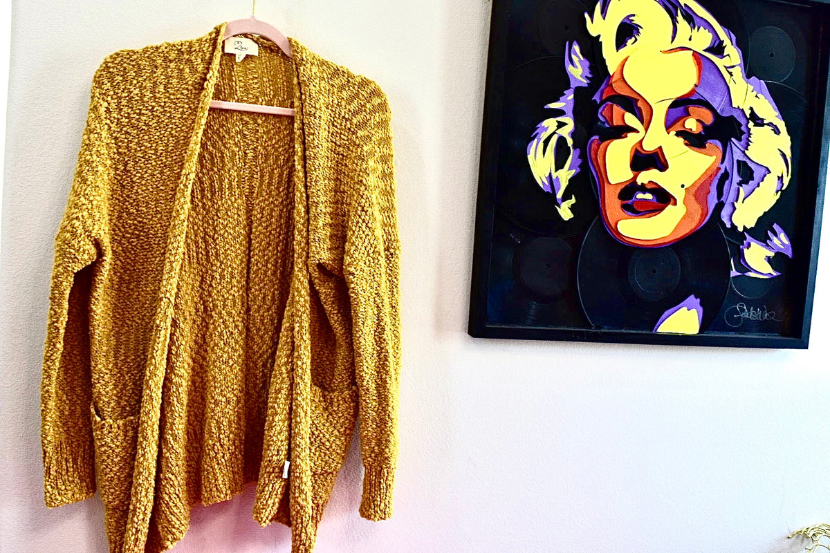 LLOVEUSA MUSTARD CARDIGAN