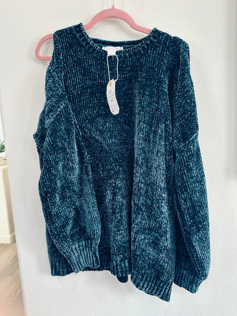 LOVE RICHE CHENILLE SWEATERS WITH SHOULDER CUTOUTS