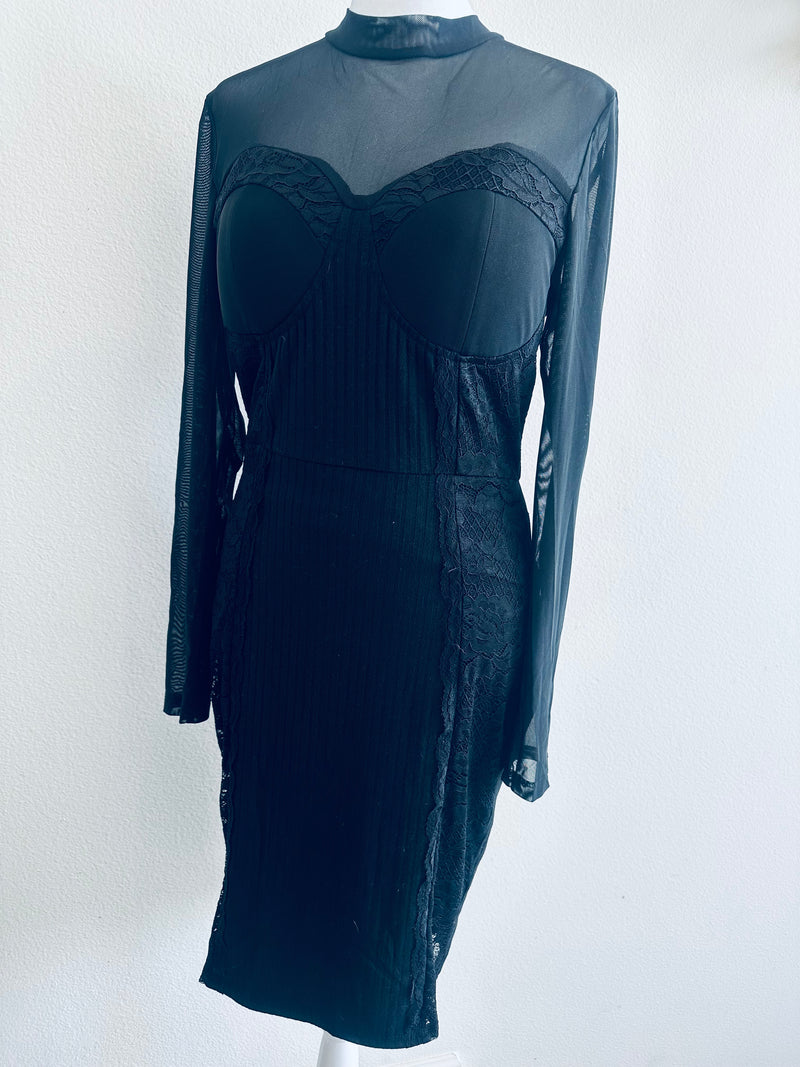 CHOCOLATE MESH SWEETHEART DRESS