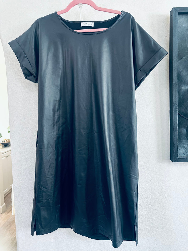 FIRST LOVE LEATHER T-SHIRT DRESS