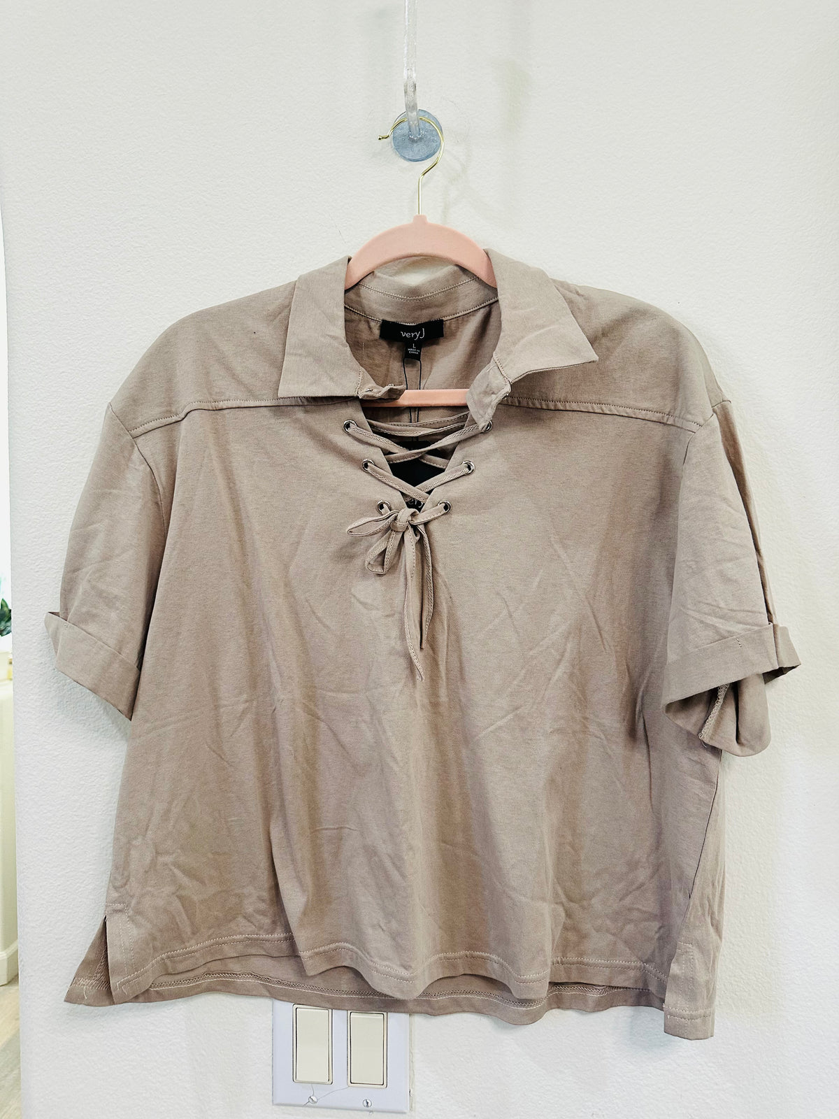 VERY J CROP COLLARED TOP
