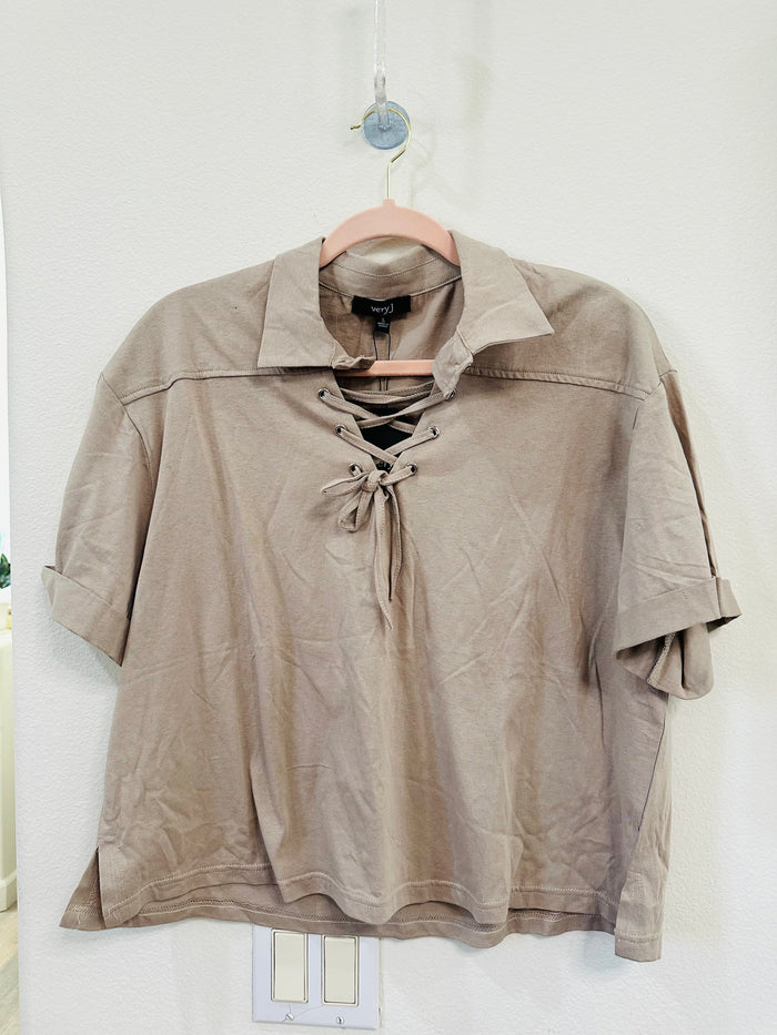 VERY J CROP COLLARED TOP