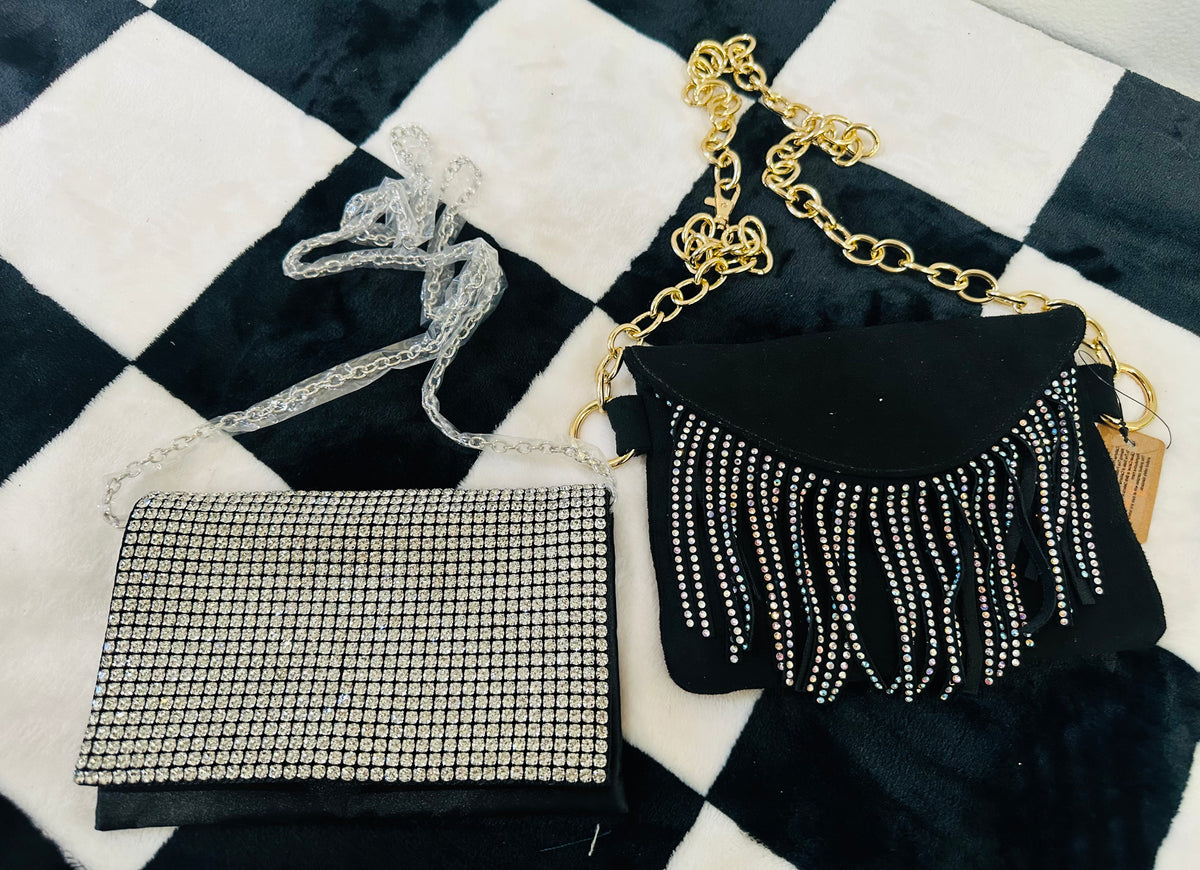 DRESSY RHINESTONE CLUTCH CROSSBODY BAGS