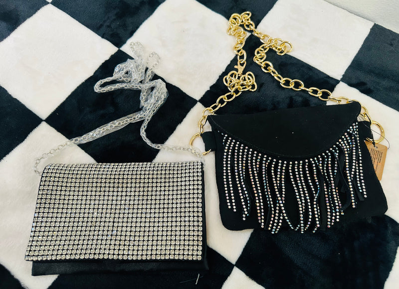 DRESSY RHINESTONE CLUTCH CROSSBODY BAGS