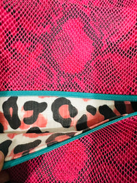 FULL SET OF MJ BAGS!!!!  WITH MICRO!!  PINK SNAKE/TEAL ZIPPER/LEOPARD INTERIOR!!!!