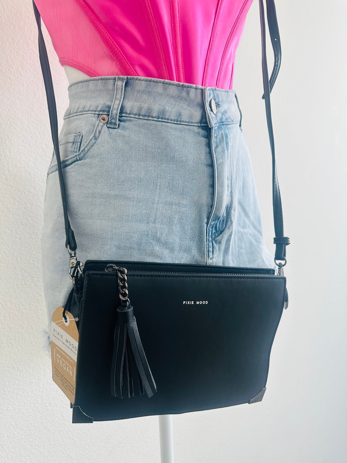 PIXIE WOOD CROSSBODY PURSE PETA APPROVED VEGAN LEATHER