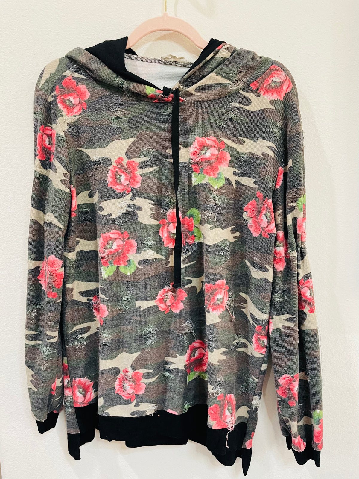 PEACH LOVE DISTRESSED HOODIE