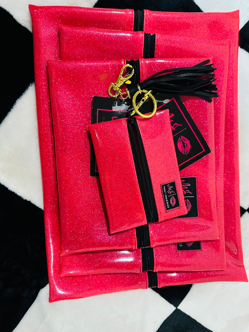 HOT PINK GLITTER MJ BAGS  FULL SET EXCEPT MINI!!