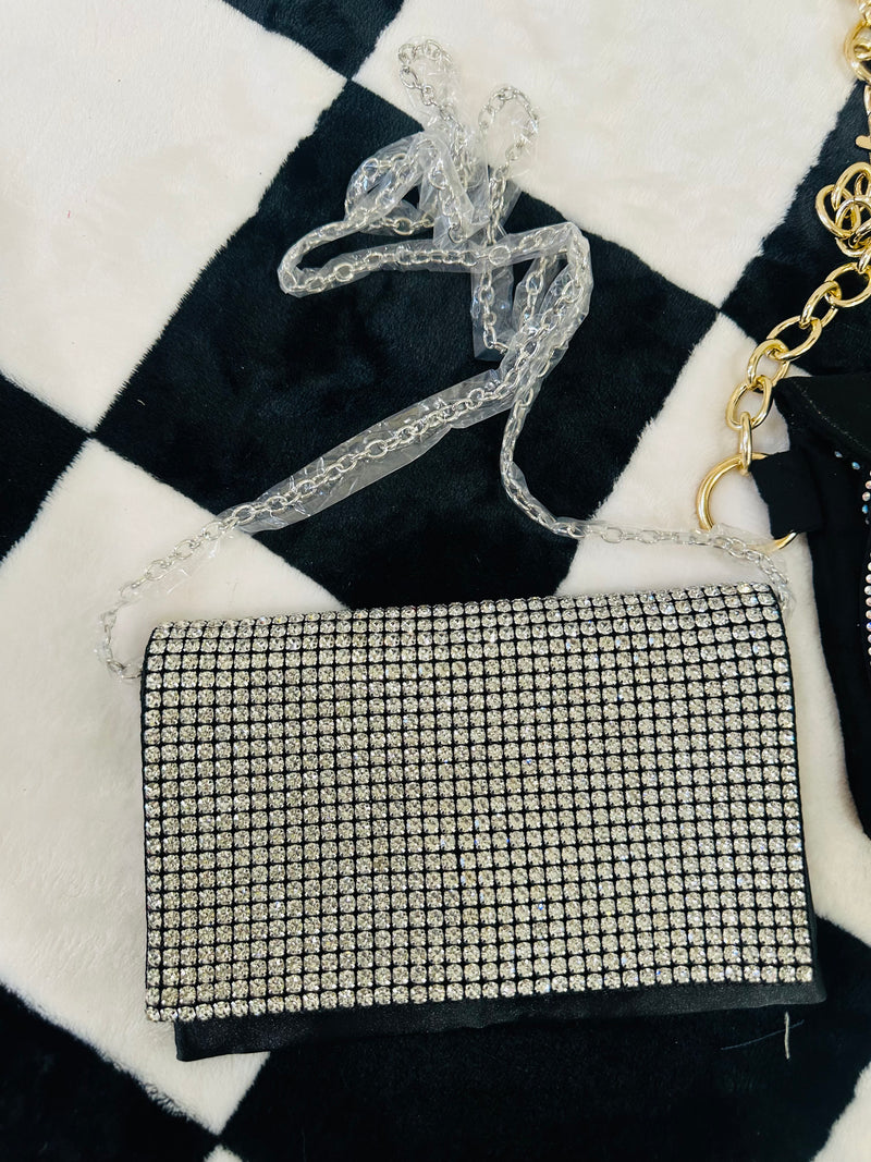DRESSY RHINESTONE CLUTCH CROSSBODY BAGS
