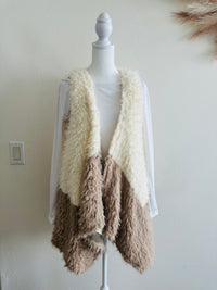 E LUNA TWO TONE SHAG VEST