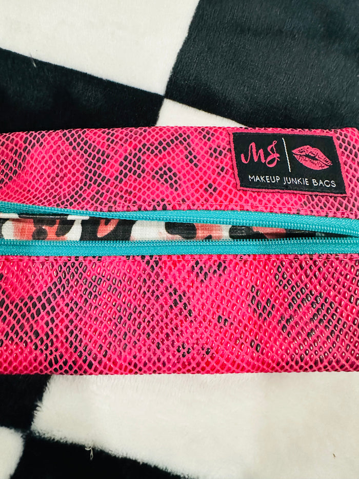 FULL SET OF MJ BAGS!!!!  WITH MICRO!!  PINK SNAKE/TEAL ZIPPER/LEOPARD INTERIOR!!!!