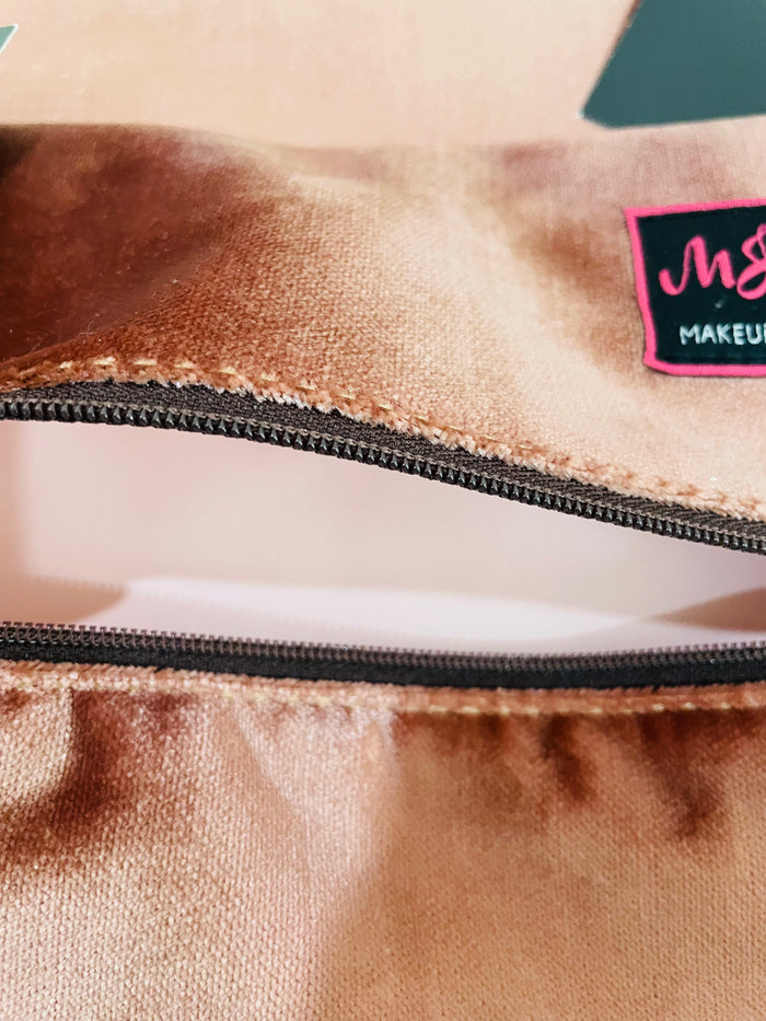 ROSE GOLD/PINK INTERIOR VELVET MAKEUP JUNKIE BAGS SET OF 3