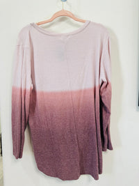 Long sleeve two tone knotted front top