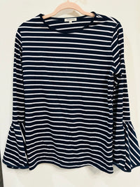 AND THE WHY STRIPED BELL SLEEVE TOP