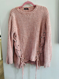 GEE GEE SPARKLE LACE UP SWEATER
