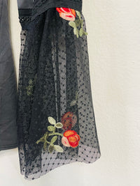SWEET CLAIRE TOP LACE FLORAL BELL SLEEVES AND A TIE FRONT