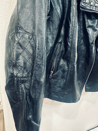 LEATHER JACKET WITH STUD DETAIL ON FLAP NEAR COLLAR!