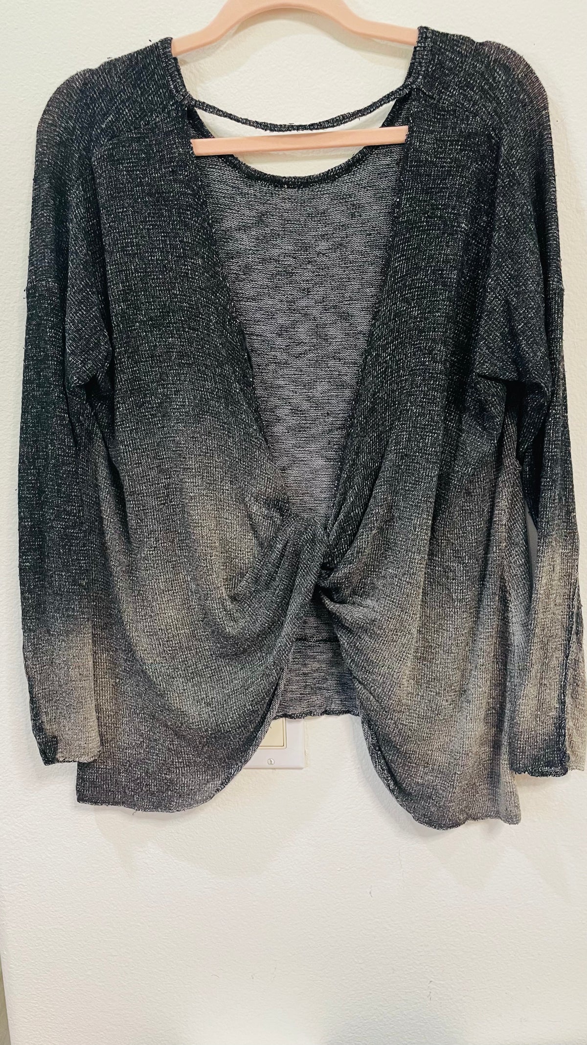 ACID WASH OVERLAY CRISS CROSS BACK TOP