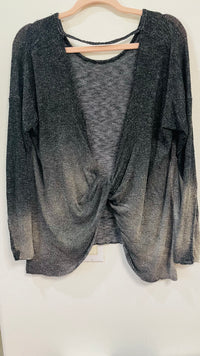 ACID WASH OVERLAY CRISS CROSS BACK TOP