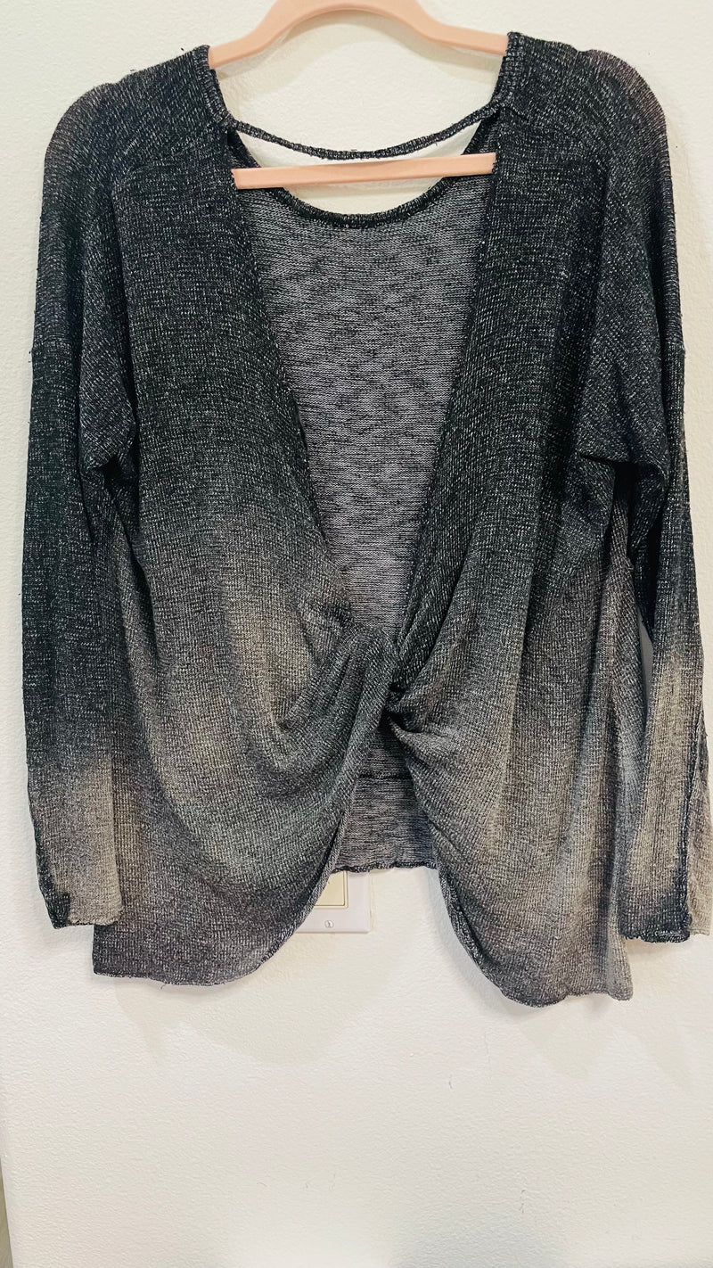 ACID WASH OVERLAY CRISS CROSS BACK TOP
