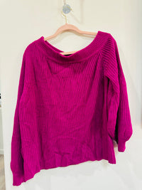 BLUSHING HEART OFF SHOULDER SWEATER