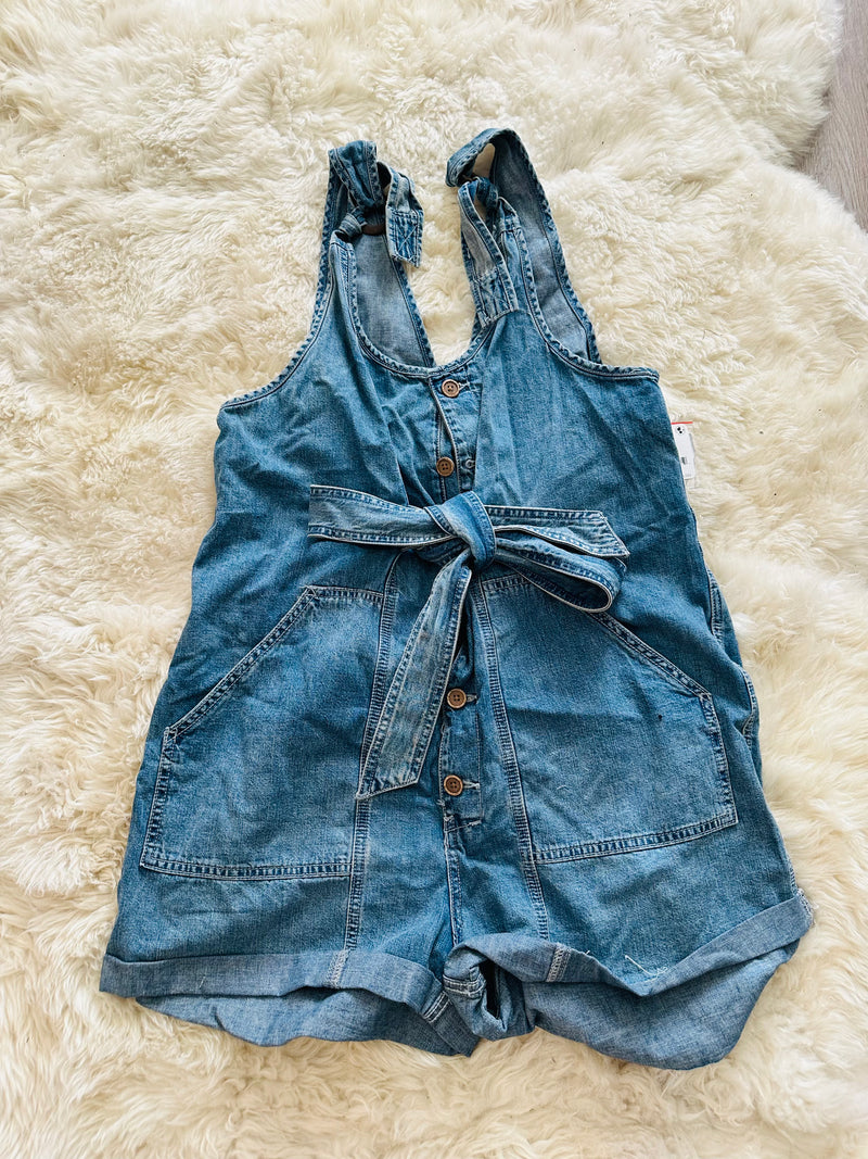 FREE PEOPLE BLUE MEMPHIS ROMPER