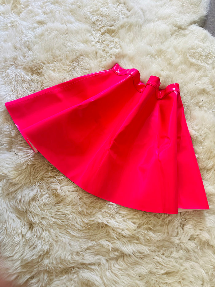 HOT PINK LEATHER SKATER SKIRT  *Read description*