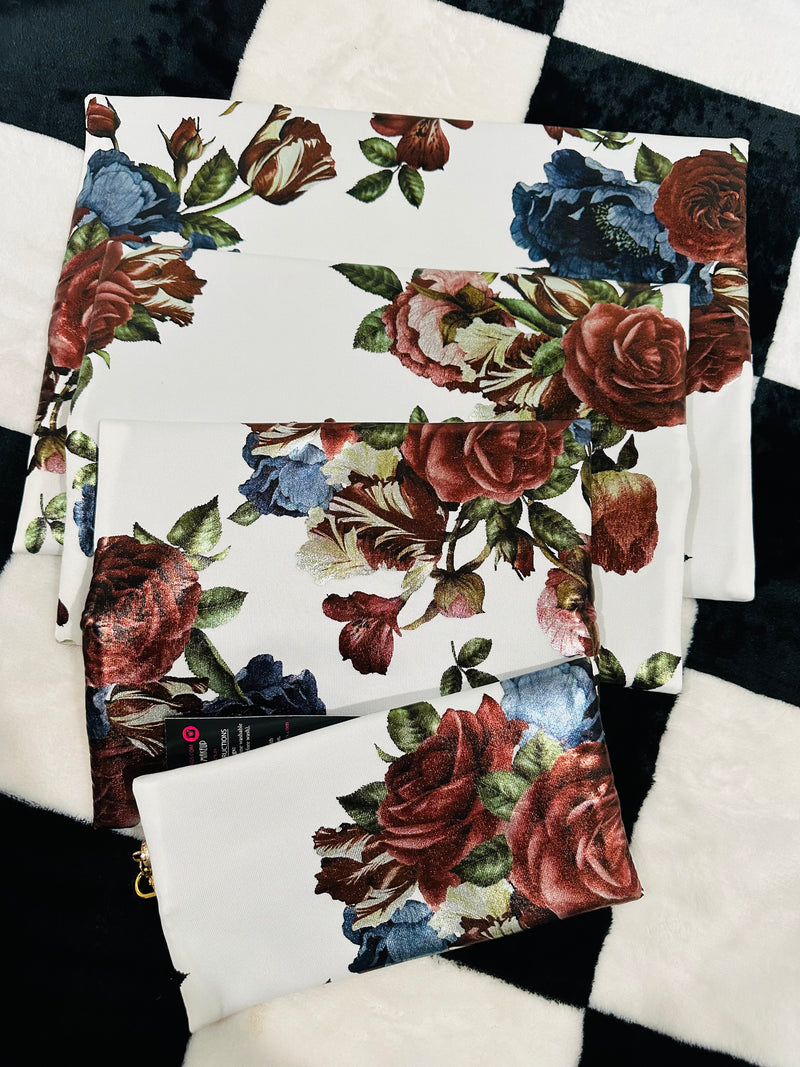 HTF!!!  ROSE METALLIC FLORAL MJ BAG SET!!!! BLACK INTERIOR!!!