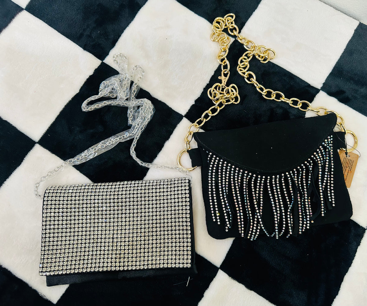 DRESSY RHINESTONE CLUTCH CROSSBODY BAGS