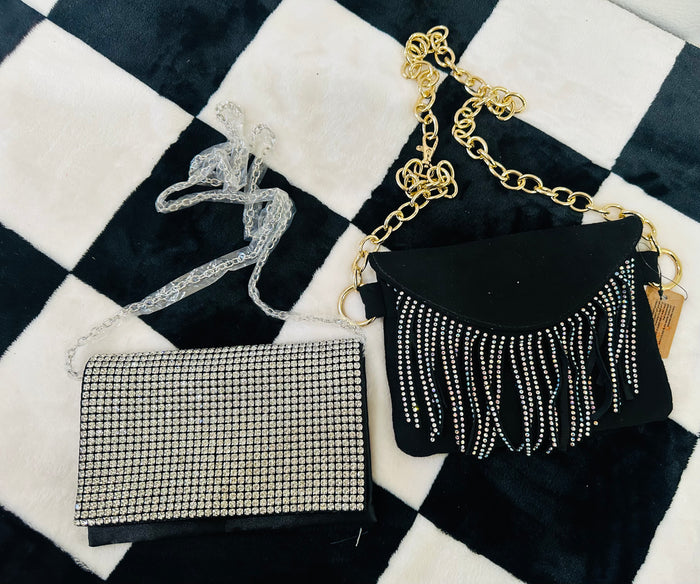DRESSY RHINESTONE CLUTCH CROSSBODY BAGS