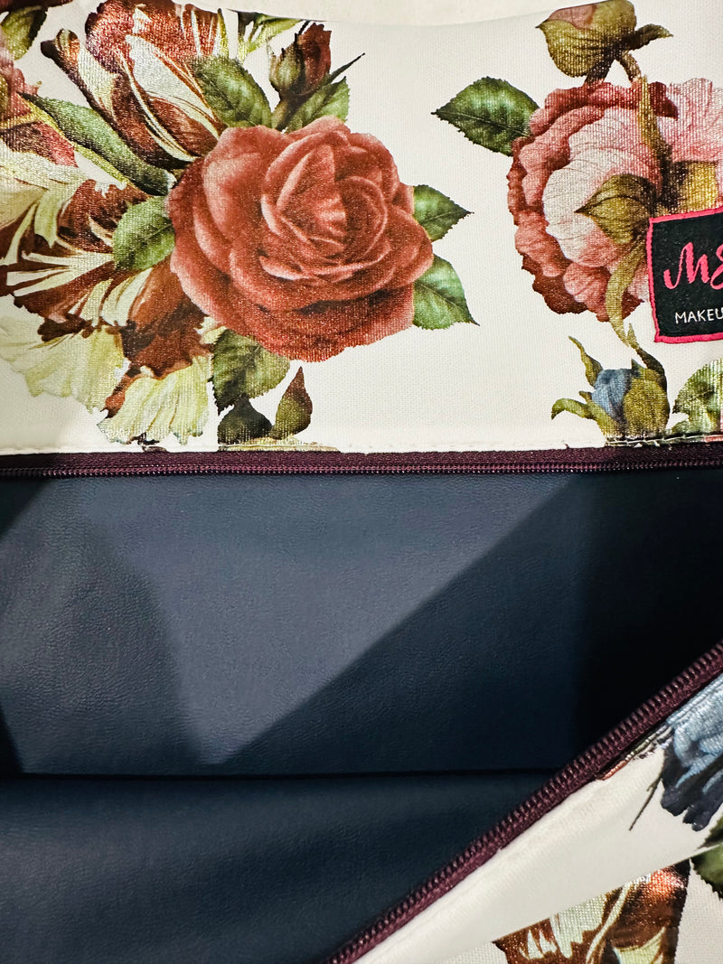 HTF!!!  ROSE METALLIC FLORAL MJ BAG SET!!!! BLACK INTERIOR!!!