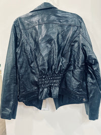 LEATHER JACKET WITH STUD DETAIL ON FLAP NEAR COLLAR!