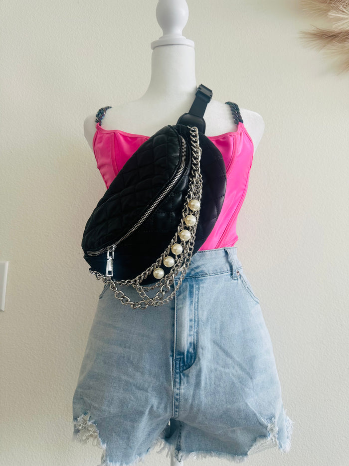 Black and pearl bumbag