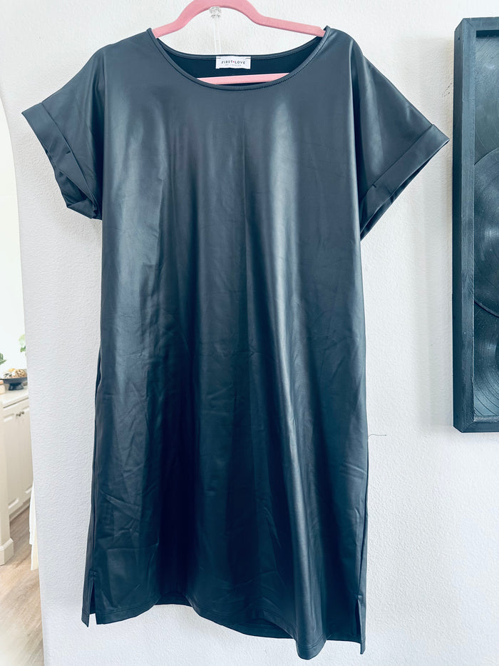 FIRST LOVE LEATHER T-SHIRT DRESS