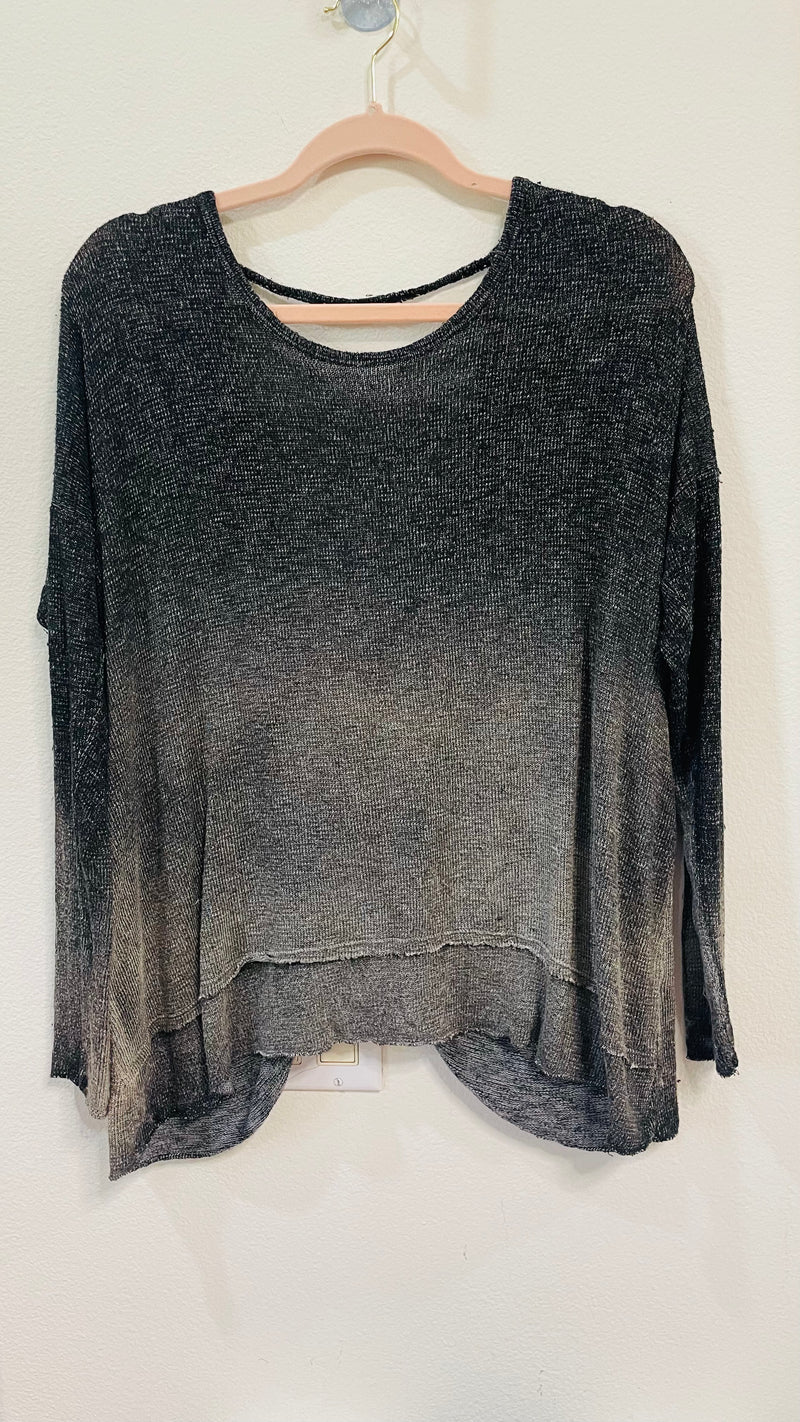 ACID WASH OVERLAY CRISS CROSS BACK TOP