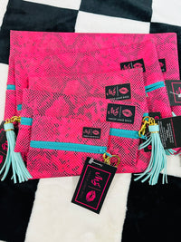 FULL SET OF MJ BAGS!!!!  WITH MICRO!!  PINK SNAKE/TEAL ZIPPER/LEOPARD INTERIOR!!!!