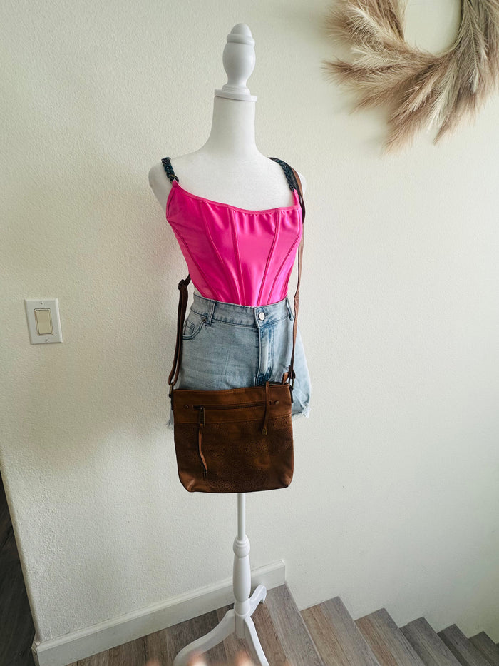 Brown Paisley crossbody bag