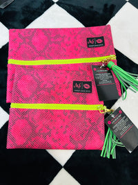 PINK SNAKE/GREEN ZIPPER W ANIMAL INTERIOR  MJ SET SMALL/MEDIUM