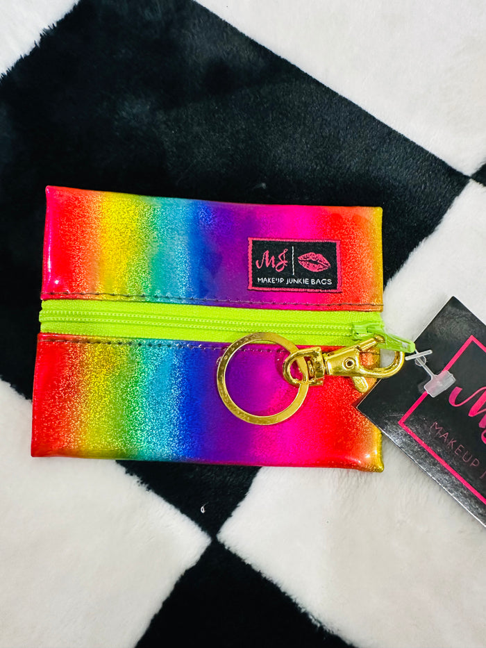 RAINBOW METALLIC MICRO WITH LIME ZIPPER MJ BAG