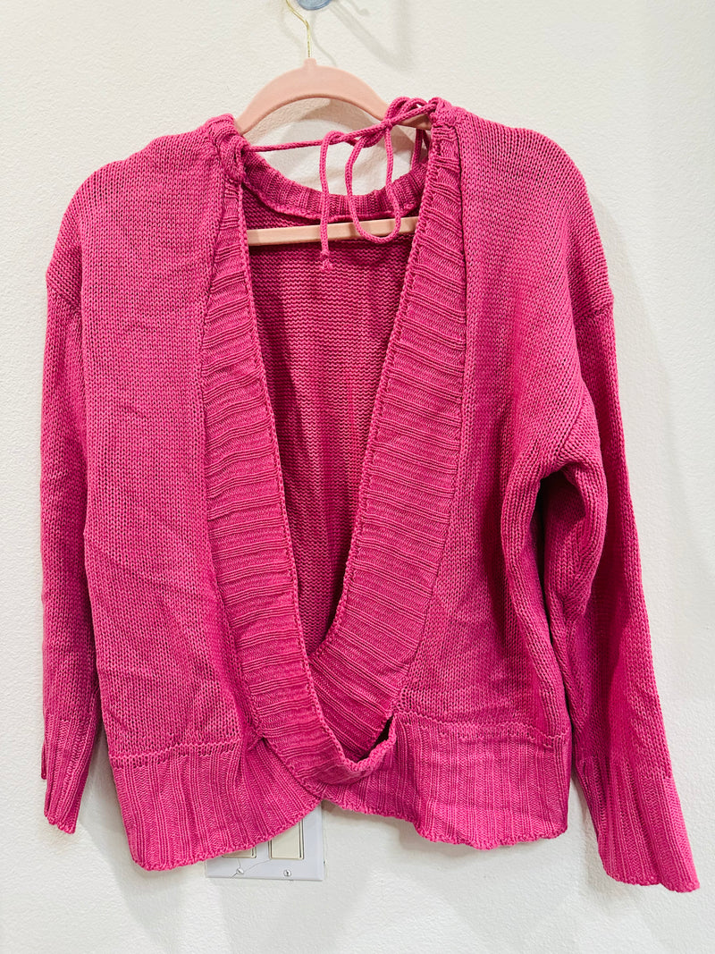 CRISS CROSS TIE BACK THIN SWEATER