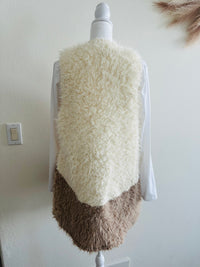 E LUNA TWO TONE SHAG VEST
