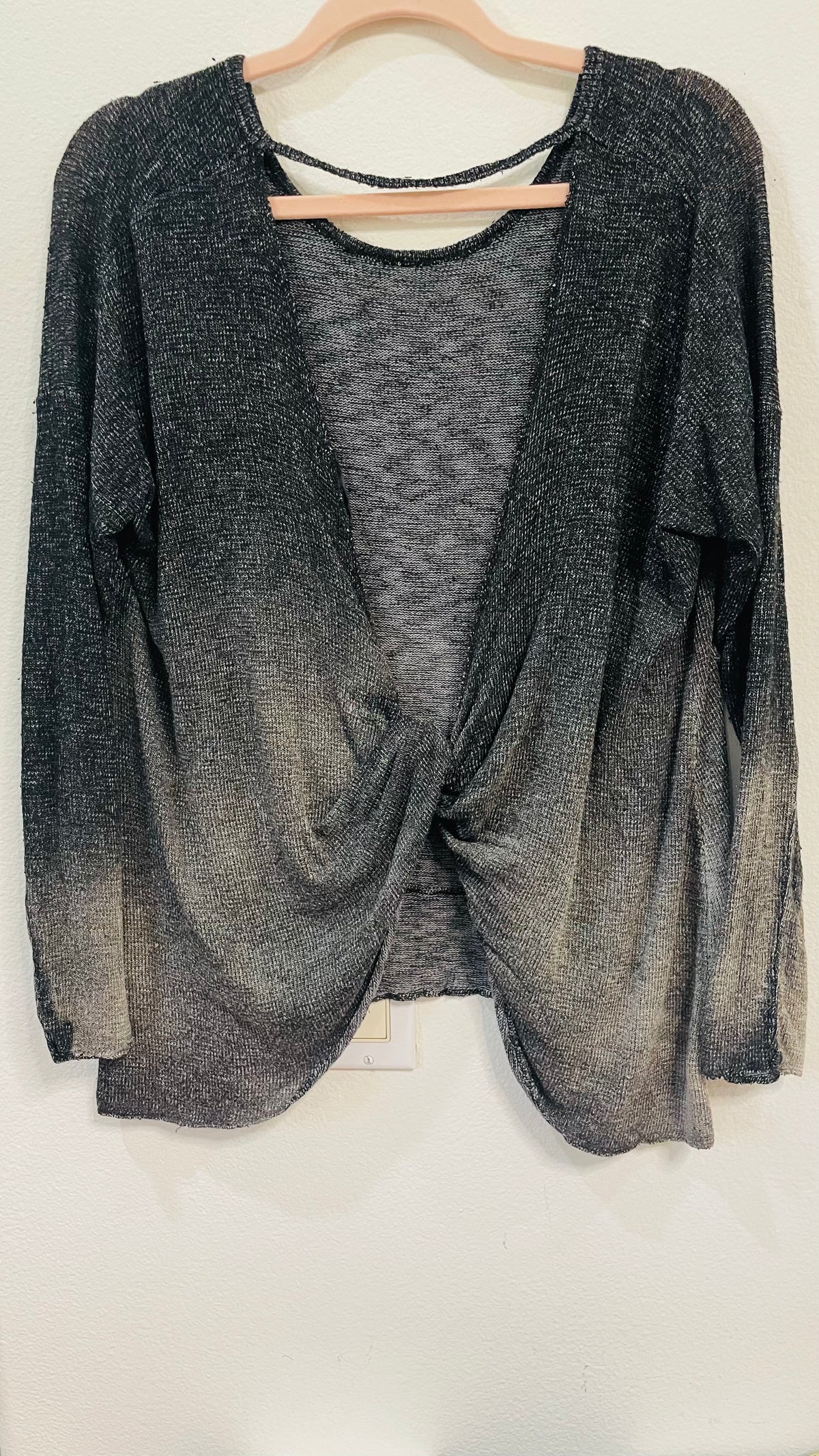 ACID WASH OVERLAY CRISS CROSS BACK TOP