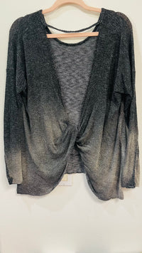 ACID WASH OVERLAY CRISS CROSS BACK TOP