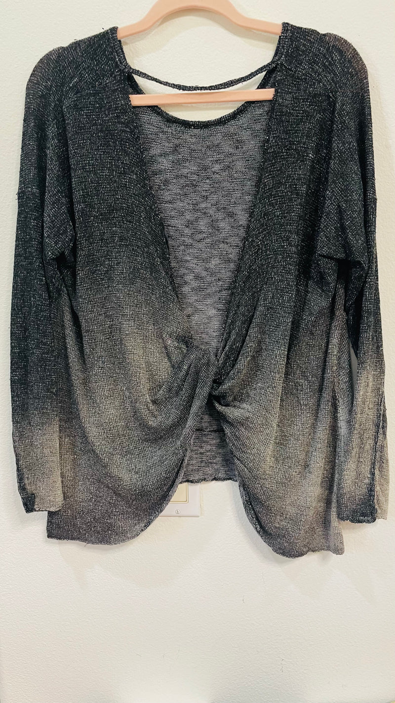 ACID WASH OVERLAY CRISS CROSS BACK TOP