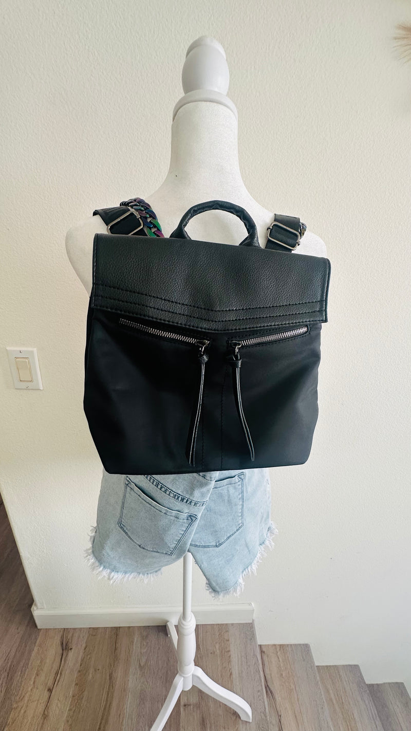 Black little backpack-convertible