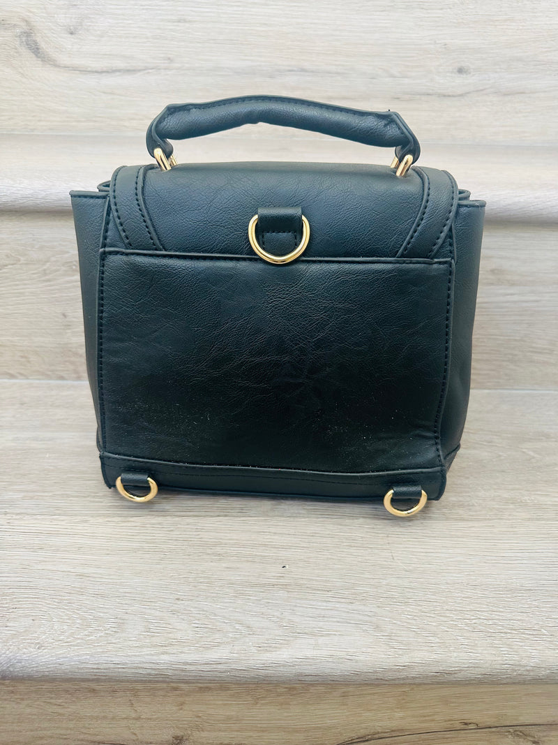 Convertible black faux fur backpack bag