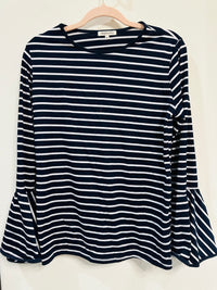 AND THE WHY STRIPED BELL SLEEVE TOP