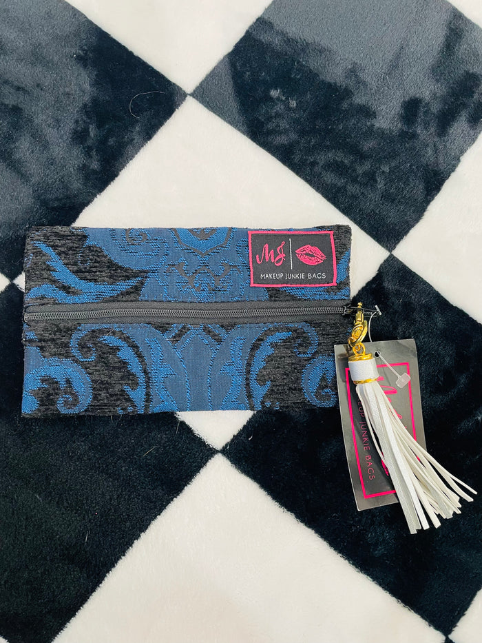 DARK BLUE PAISLEY MAKEUP JUNKIE MINI BAG