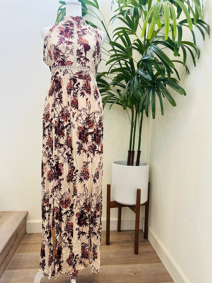ANGIE FLORAL HALTER TOP DRESS