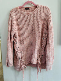 GEE GEE SPARKLE LACE UP SWEATER